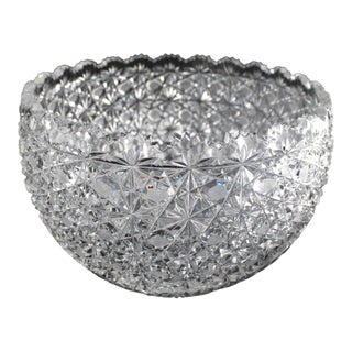 1920s Stunning Large American Brilliant Cut Glass Centerpiece Serving Bowl For Sale