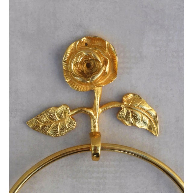 Mid-Century Modern Mid-Century Modern French Rose Flower Towel Ring, 1950s For Sale - Image 3 of 4