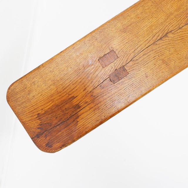 1960s Rustic Wood Farmhouse Bench with Trestle Legs, 1960s For Sale - Image 5 of 18
