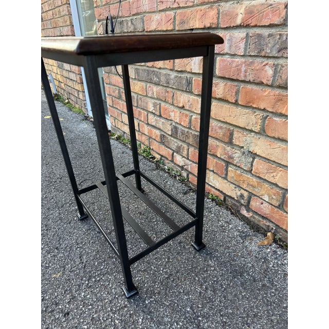 1900 - 1909 Iron Side Table W/Antique Top For Sale - Image 5 of 8