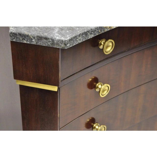 Late 20th Century Henredon Empire Neoclassical Marble Top Mahogany 4 Drawer Dresser Chest Commode For Sale - Image 10 of 12