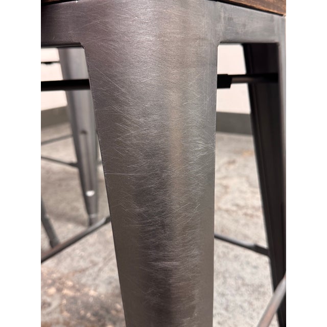 Industrial Style Stacking Counter Stools, Set of Four For Sale - Image 11 of 12