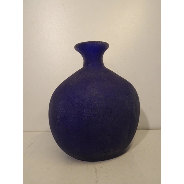 Glass Art Glass Blue Murano Vase For Sale - Image 7 of 8
