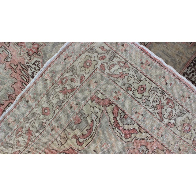 Textile Early 20th Century Antique Turkish Sivas Rug With Delicate Pink Center Medallion For Sale - Image 7 of 8