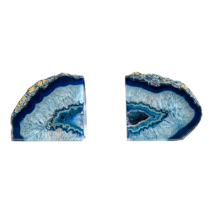 Pair of Blue Geode Bookends