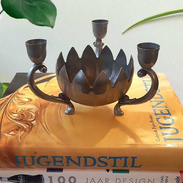 Silver-Plated Candlestick with Scent Bowl For Sale - Image 5 of 8