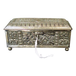 Antique Silverplate Trinket Box For Sale