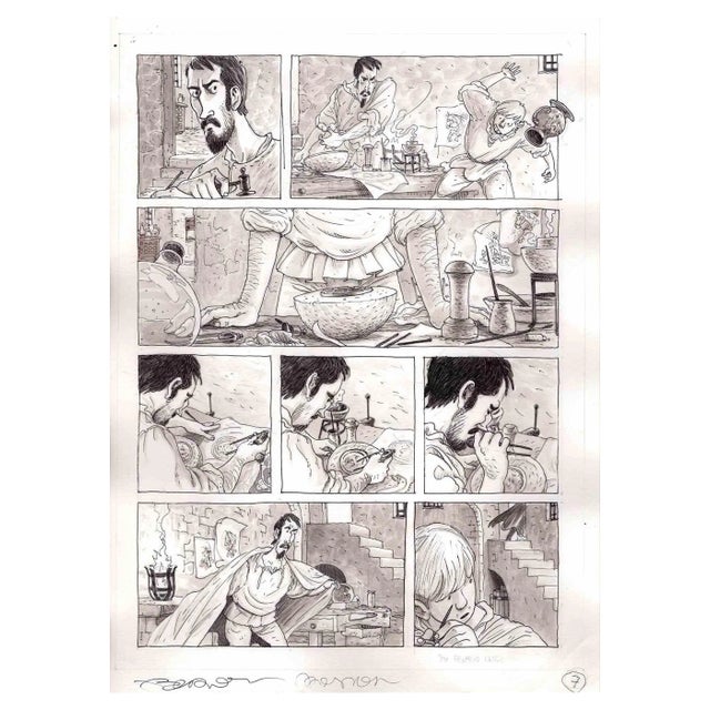 Vincenzo Bizzarri, Senza Ispirazione, Ink & Watercolor on Paper, 2015 For Sale