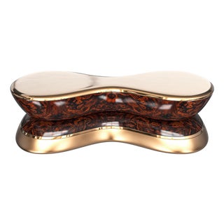 "L'uovo" Coffee Table With Bronze, Handmade For Sale