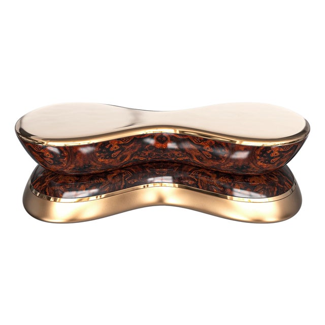 "L'uovo" Coffee Table With Bronze, Handmade For Sale