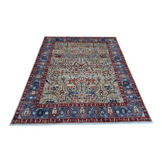 Sage Green Persian Farahan Hand-Knotted Wool Rug - 8'1" X 9'11" For Sale
