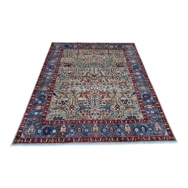 Sage Green Persian Farahan Hand-Knotted Wool Rug - 8'1" X 9'11" For Sale