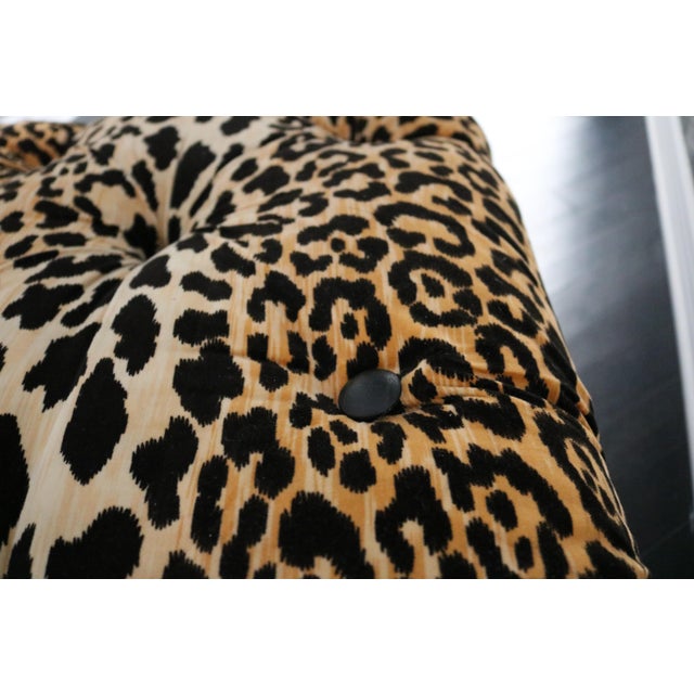 Vintage Hollywood Regency Style Leopard Velvet Ottoman For Sale - Image 9 of 13