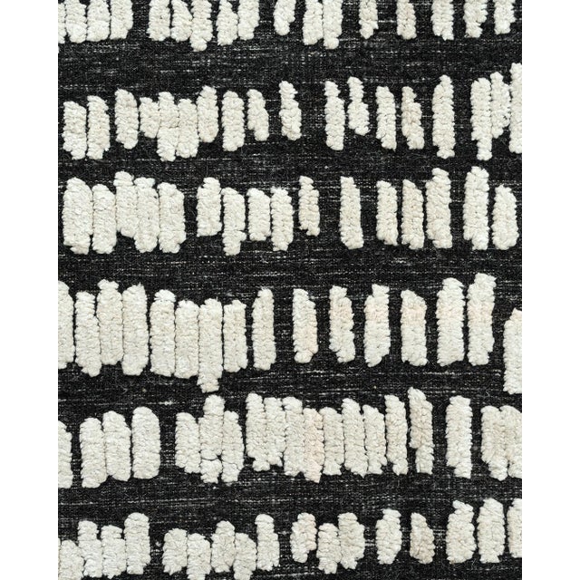 Hi Low Luxe Ivory-Charcoal Hand Woven Wool Rug, 12ft 3in X 14ft 10in For Sale - Image 4 of 8