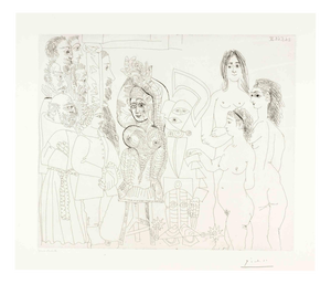 Pablo Picasso, Notable Spaniards Visiting a Brothel, 1960s, Etching