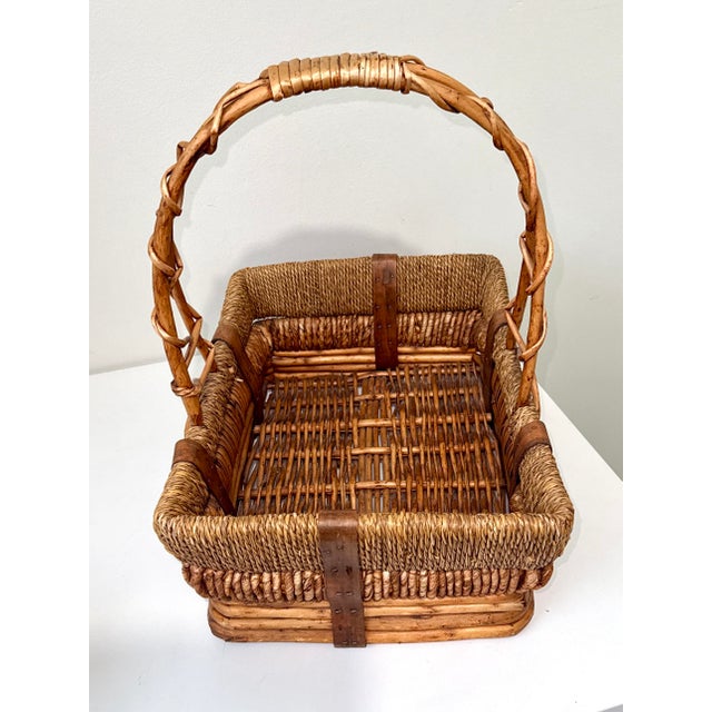 Vintage Wicker & Rattan Basket For Sale - Image 11 of 11