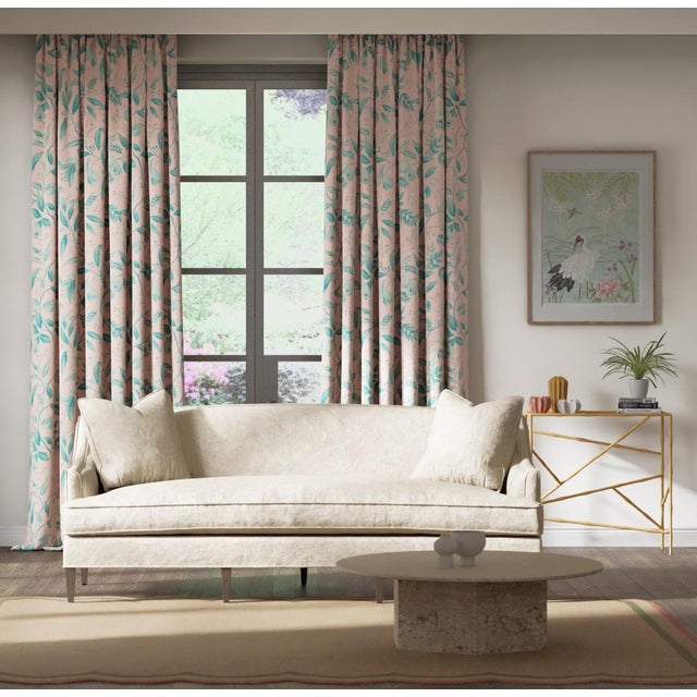 Contemporary Harlequin Marie Fabric in Rose/ Lagoon - a Sample For Sale - Image 3 of 4