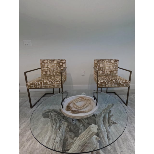 Striking American Craftsmanship ! Miles Talbots collection for The MT Company Accent Chairs upholstered in a Deep Gold and...