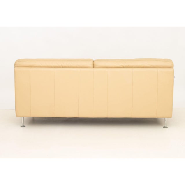 Nicoletti Beige Leather Upholstered Two-Seat Sofa For Sale - Image 9 of 10