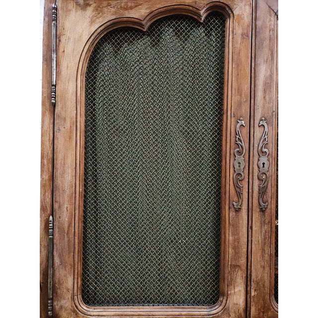 Mid 20th Century Monumental 104” French Louis XV Provincial Bibliothèque Wall Unit With Metal Grille Doors For Sale - Image 12 of 16