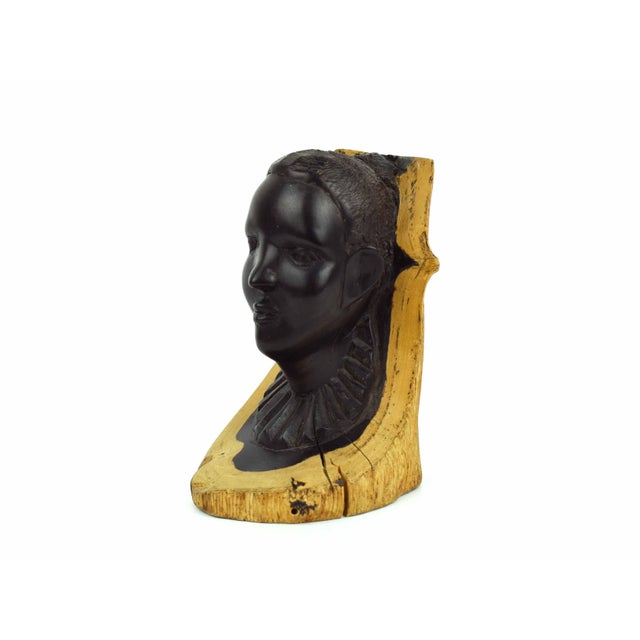 Tribal Mid 20th Century Hand Carved Ebony Wood Tribal Bust Sculpture For Sale - Image 3 of 7