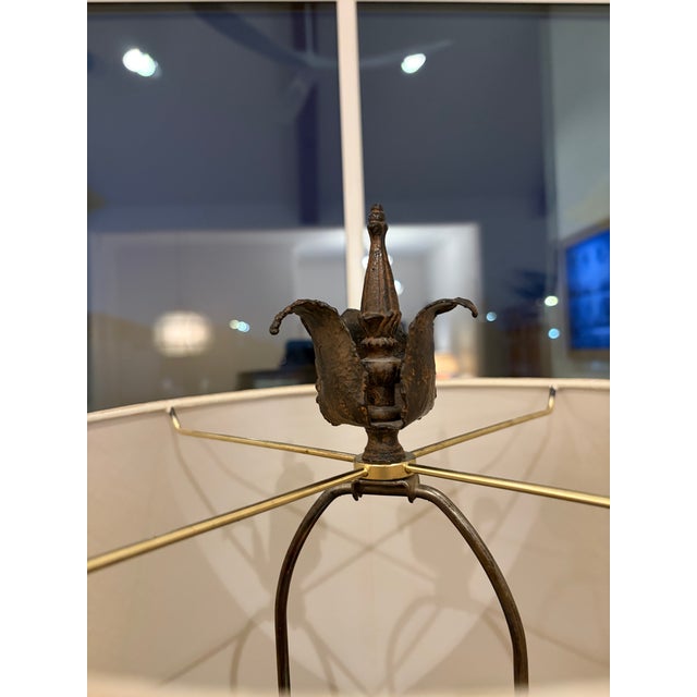 Vintage Pineapple Form Table Lamp With Hand-Forged Metal Leaves For Sale - Image 10 of 12