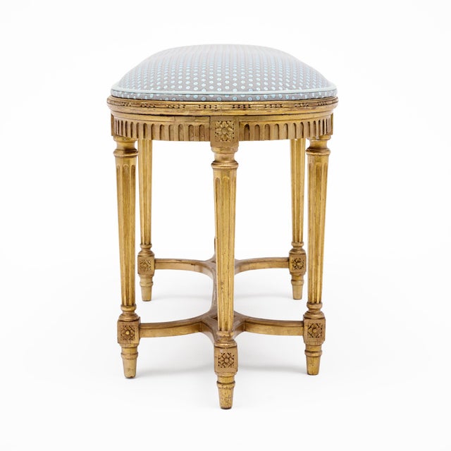 Wood French Louis XVI Style Giltwood Six-Leg Bench, Circa 1900 For Sale - Image 7 of 9