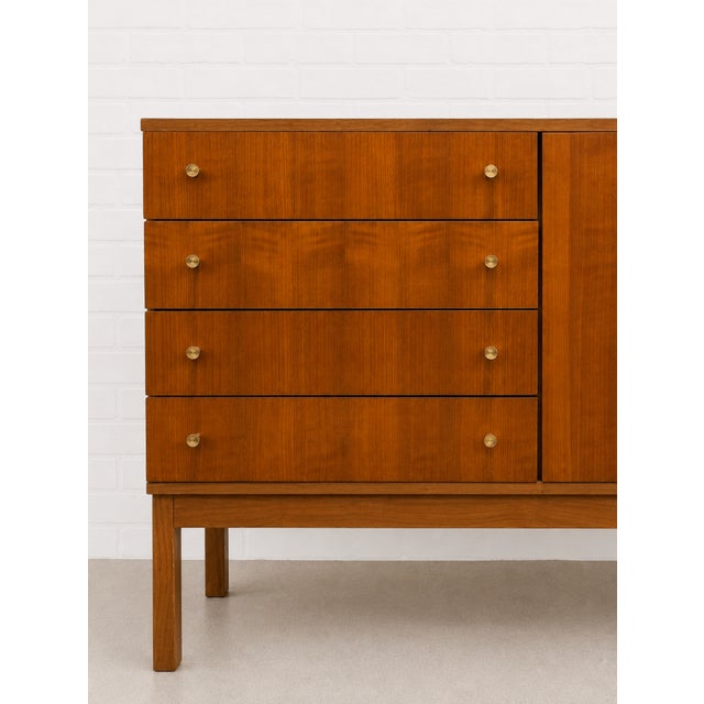 Brass Mid Century Modern Teak Credenza C. 1960’s | Scandinavian Danish Modern Sideboard For Sale - Image 8 of 14