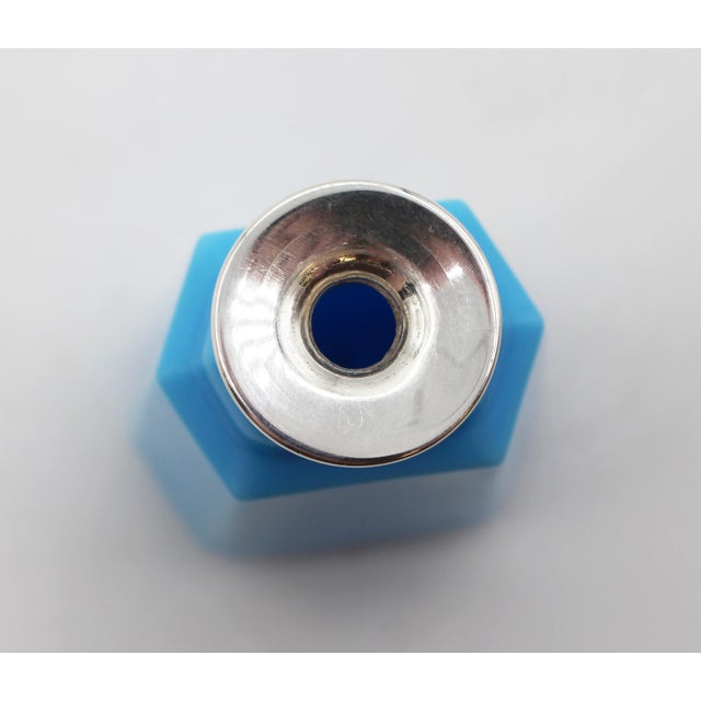 Glass Circa 1920s Art Deco Octagonal French Blue Opaline Glass Snuff Bottle For Sale - Image 7 of 9
