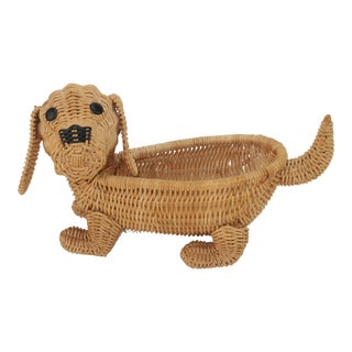 Vintage Novelty Wicker Dog Basket For Sale