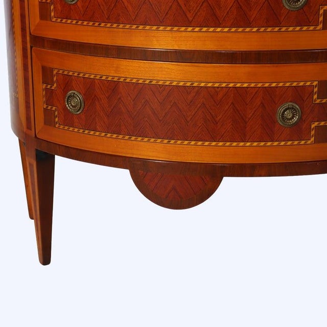 Early 20th Century Pair Italian Hepplewhite Style Satinwood & Rosewood Inlaid Demilune Consoles For Sale - Image 9 of 15