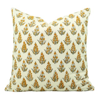 Fabdivine Handmade Block Printed Cushion Cover 24x24 Inch Duck Canvas-Kanak Buti For Sale