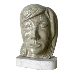 80's Vintage Carved Marble Female Bust Sculpture