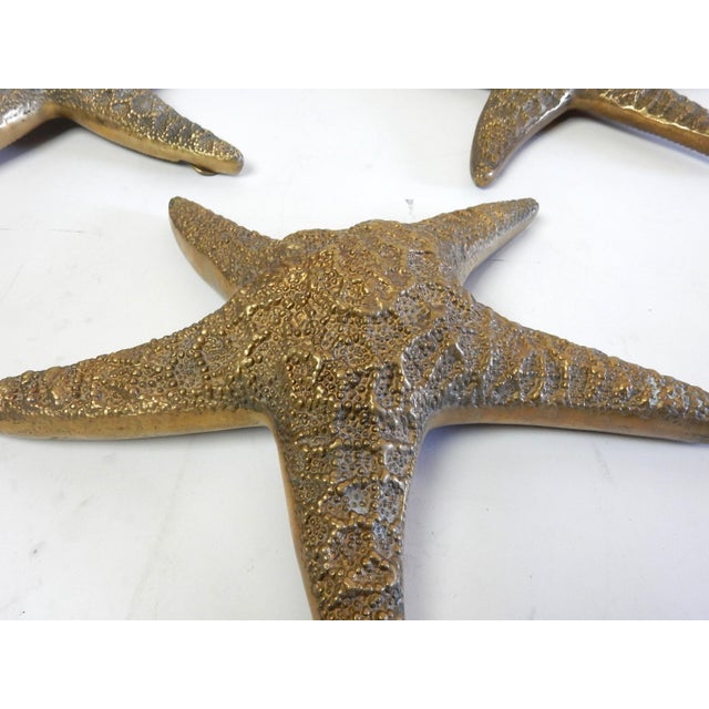Vintage Brass Starfish Sculpture Set Natural Specimen Art, Korea 1960's For Sale In Las Vegas - Image 6 of 7