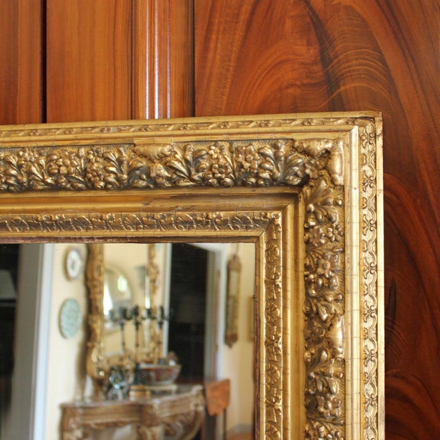 Antique English Gilt Wood Rectangular Mirror For Sale - Image 4 of 9