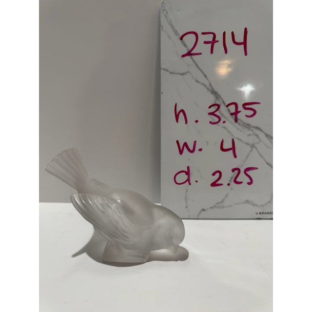 Glass Lalique France Moineau Hardi Frosted Crystal Sparrow Bird Figurine For Sale - Image 7 of 7