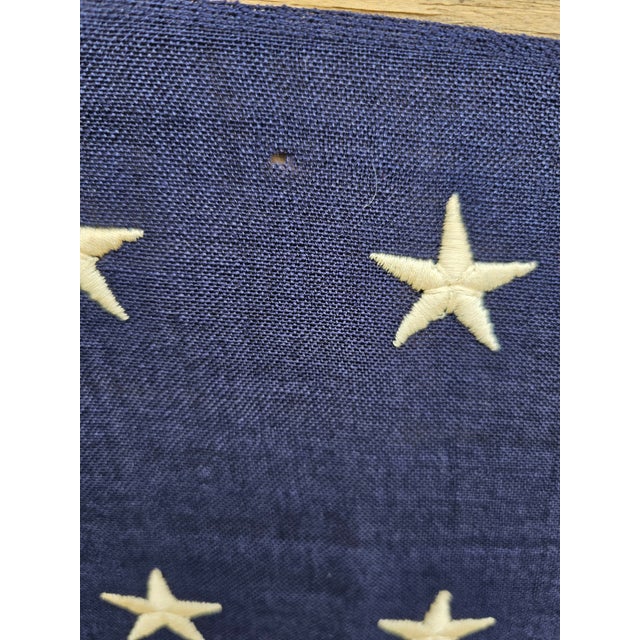 Vintage 48 Star American Flag Cotton Sewn Wwii Wwi & Korea Americana Banner 46 X 74 For Sale - Image 14 of 17