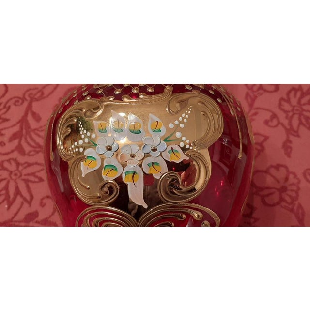 1960s Tre Fuochi Murano Blown Glass Vase with 24k Gold Finishes, Venice, Italy, 1960s For Sale - Image 5 of 16