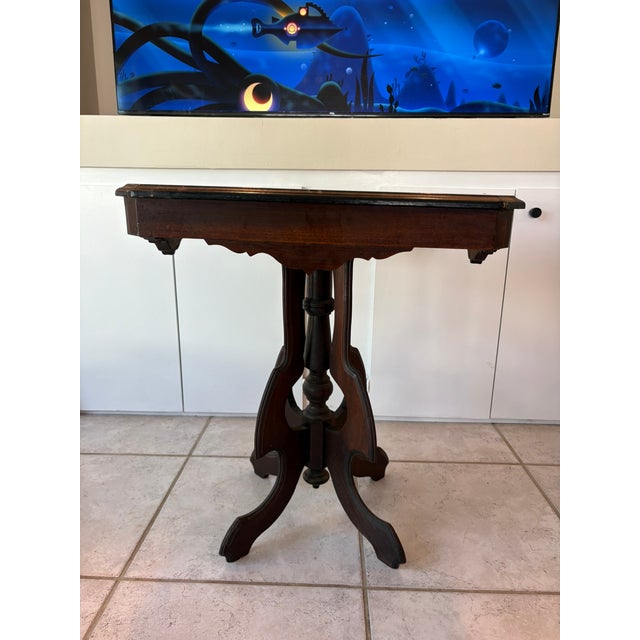 Ralph Lauren Vintage Petite Inlaid Wood Accent Table With Tripod Base Federal Style For Sale - Image 4 of 15