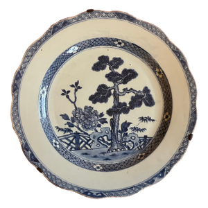 Large 18th Century Chinese Export Porcelain Qianlong or Chien Lung Blue & White Charger Platter Circa 1740