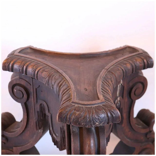 French French Louis XIV Style Carved Oak Tripartite Candlestick Base For Sale - Image 3 of 9