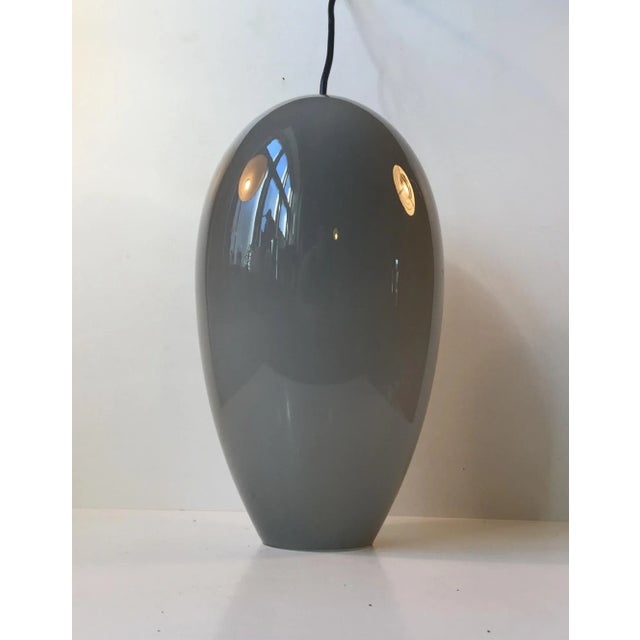 Gray Modernist Egg Shaped Life Pendant in Grey Opaline Glass by Jo Hammerborg for Fog & Mørup, 1960s For Sale - Image 8 of 8