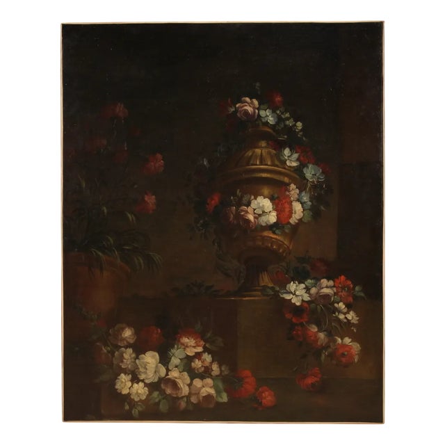 Italian Artist, Still Life with Flowers, 1730, Oil on Canvas For Sale