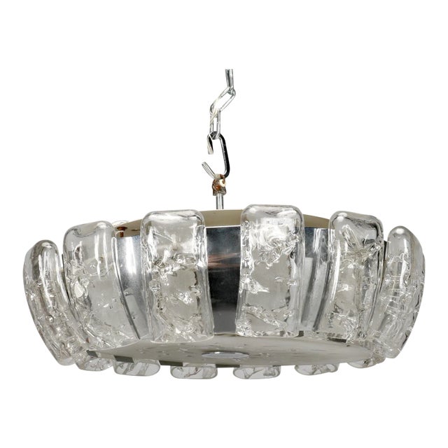 Kalmar Mid-Century Icicle Glass Flush Mount Light Fixture For Sale