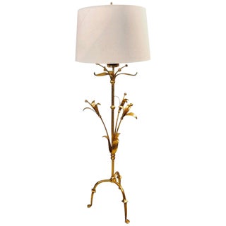 Hollywood Regency Tulip Form Solid Bronze Floor Standing or Tall Lamp For Sale