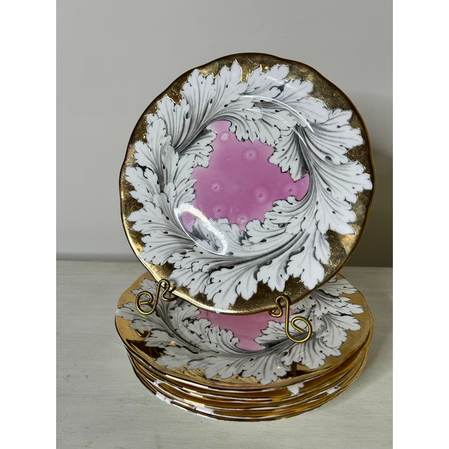 Late 20th Century Set of Eight Pink Splash Luster Salad/Dessert Plates For Sale - Image 5 of 12