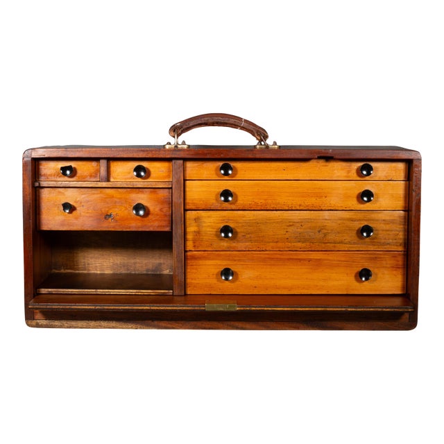 Antique English Seven Drawer Mahogany Machinist's Chest c.1880-1930 For Sale
