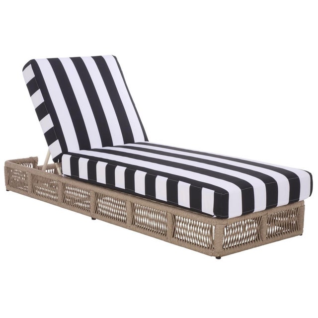 Spritely Home Gillian Chaise Lounge, Heather Tan/Black Stripe For Sale - Image 4 of 12