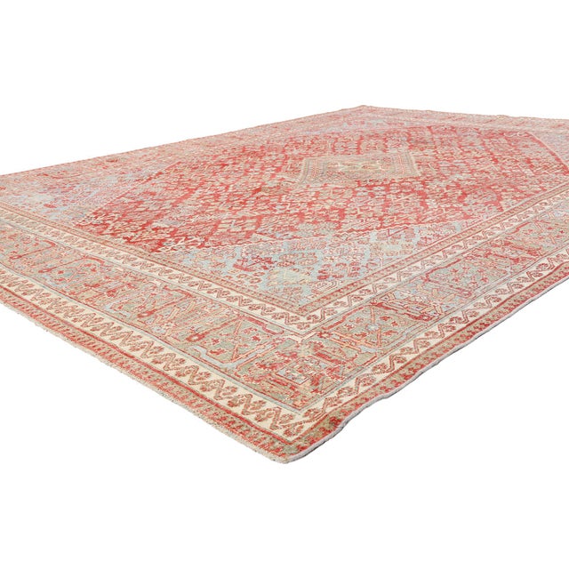 54108 Antique Persian Joshegan Rug, 07'11 x 10'08. The Celestial Axis: An Antique Persian Joshegan Masterpiece of...