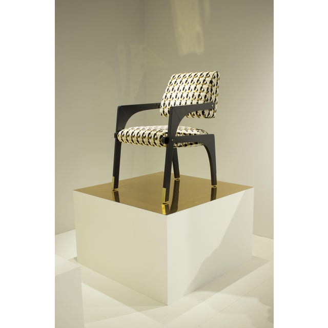 Wood Arches Dining Chair in Geometric Velvet from Insidherland For Sale - Image 7 of 8